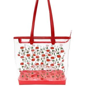 NWT Ed Hardy Cherry Print Clear Tote Bag w/ Pouch